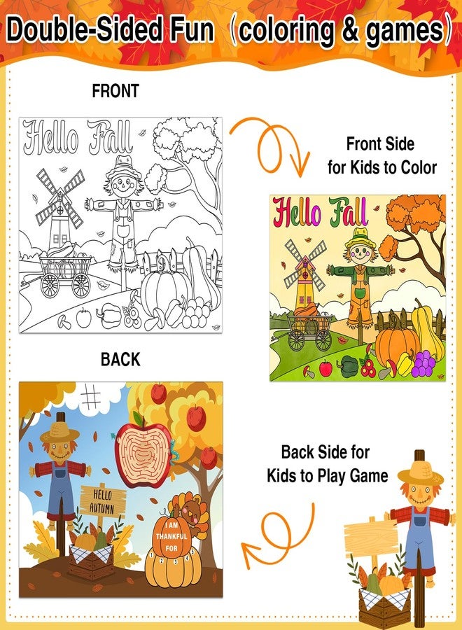 JUESMOS 16pcs Thanksgiving Coloring Placemats for Kids 2-Sided 11"x14" Disposable Fall Pumpkin Placemats Thanksgiving Paper Table Mats for Thankful Happy Thanks Giving Party Table Decortions 4 Styles - Image 3