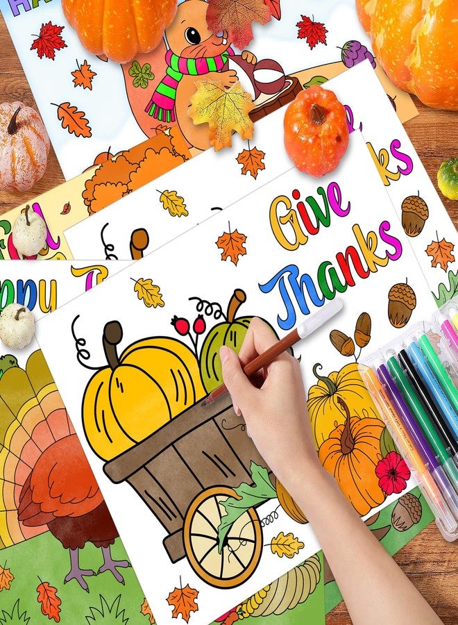 JUESMOS 16pcs Thanksgiving Coloring Placemats for Kids 2-Sided 11"x14" Disposable Fall Pumpkin Placemats Thanksgiving Paper Table Mats for Thankful Happy Thanks Giving Party Table Decortions 4 Styles - Image 4