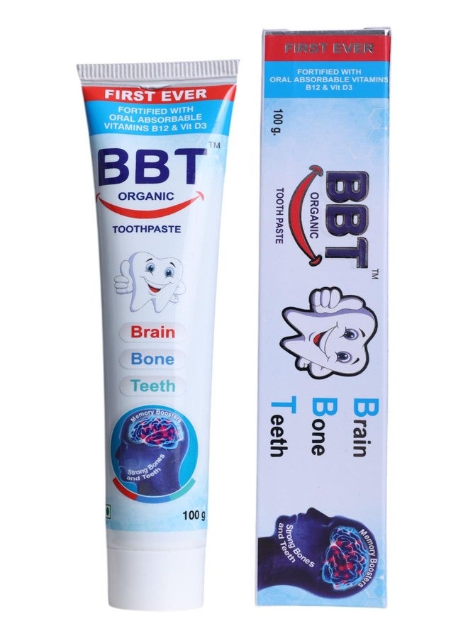 BBT Organic Toothpaste | Fortified with Vitamins B12 & D | Memory Booster | Supports Strong Bones, Healthy Gums & Teeth | 100g - Image 1