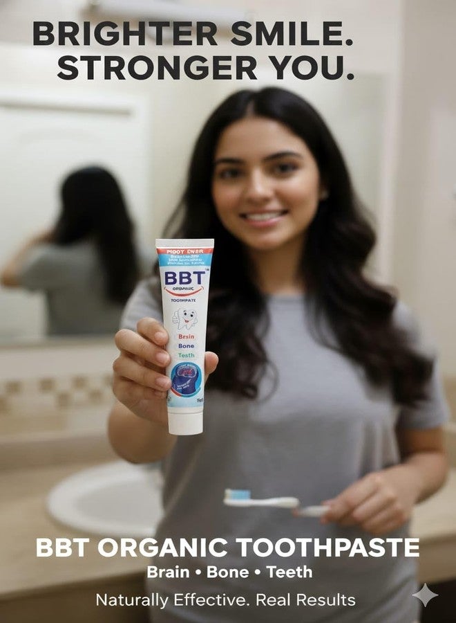 BBT Organic Toothpaste | Fortified with Vitamins B12 & D | Memory Booster | Supports Strong Bones, Healthy Gums & Teeth | 100g - Image 5