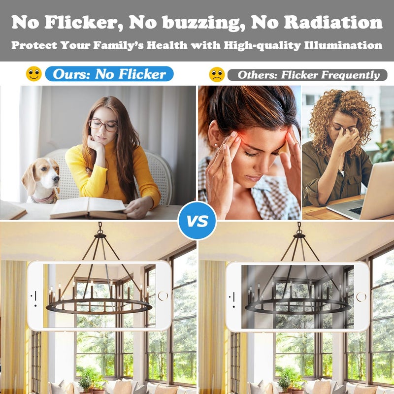 Brightever مصابيح LED E12 بقوة 40 واط مكافئة، مصابيح إيديسون قابلة للتعتيم بقوة 4 واط، مصابيح LED T6 بيضاء ضوء النهار 5000K لمصابيح الثريا ومراوح السقف 400LM، مصابيح صغيرة من الفتيل T25، 6 عبوات - Image 5