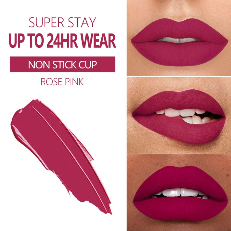 MAKI YIKA Rose Pink Lipstick for Women Color Stay Long Lasting Lipsticks, No Smudge Matte Liquid Lipstick Transferproof Cruelty-Free Lip Color | ROSE PINK - Image 2