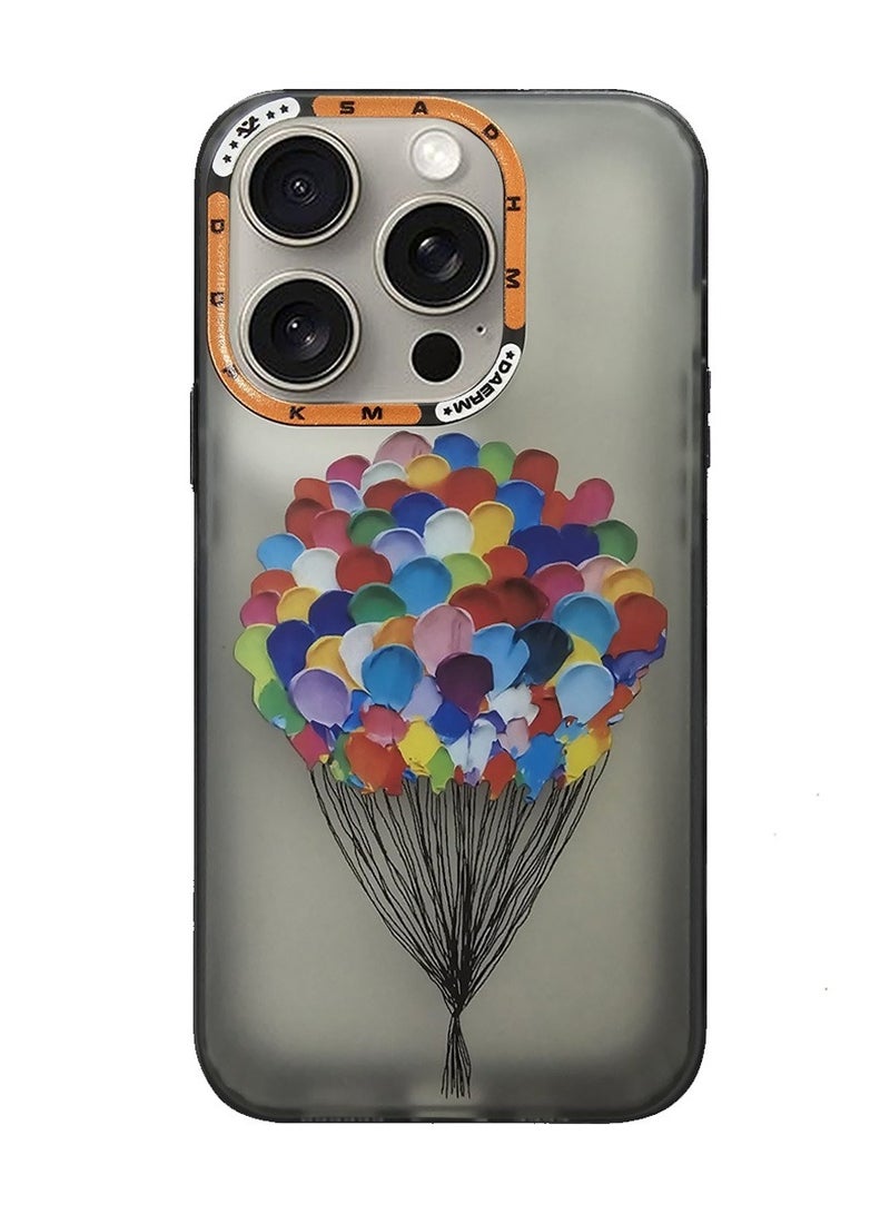 Techie Aesthetic Colorful Balloons Back Cover Case with Raised Camera Lens Protector for Apple iPhone 15 Pro  - Image 2