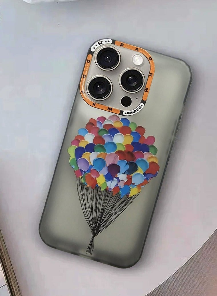 Techie Aesthetic Colorful Balloons Back Cover Case with Raised Camera Lens Protector for Apple iPhone 15 Pro  - Image 5