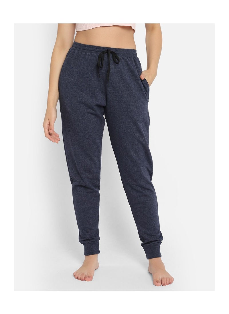 Clovia - Chic Basic Cuffed Joggers in Navy -Knit - Image 1