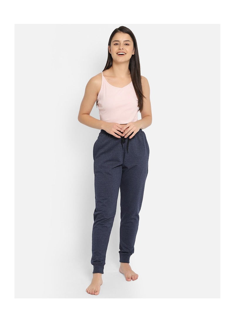 Clovia - Chic Basic Cuffed Joggers in Navy -Knit - Image 1
