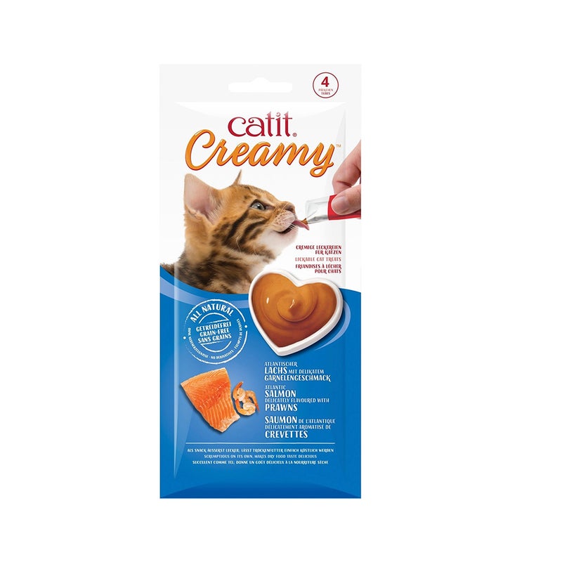 Catit Creamy Lickable Cat Treats, Salmon & Prawns