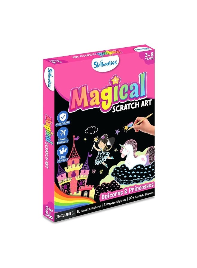 Skillmatics كتاب فن الخدش السحري من سكيلماتكس للأطفال - يونيكورن والأميرات، مجموعات الحرف والإمدادات، نشاط DIY وملصقات، هدايا للأطفال، الفتيات والأولاد من أعمار 3، 4، 5، 6، 7، 8 - Image 2
