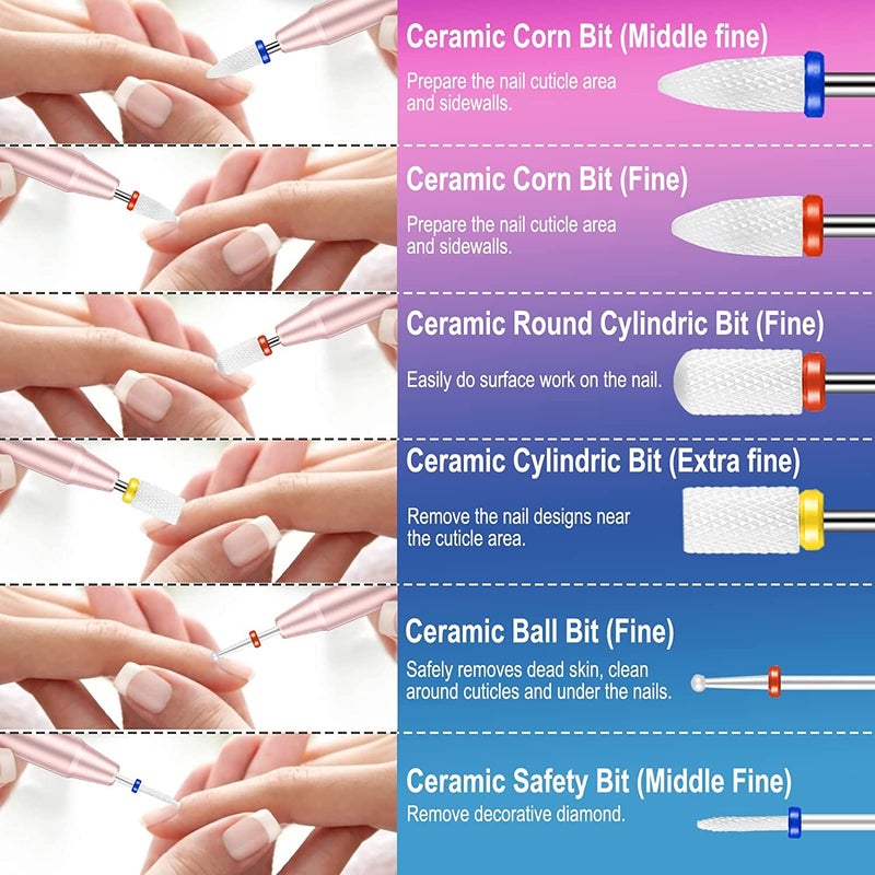Ankey 25Pcs Nail Drill Bits Set with Holder, 3/32 Inch Ceramic Tungsten Carbide Diamond Nail Drill Bit Cuticle Efile Remover for Home Salon Manicure Pedicure Acrylic Gel Polish - Image 3