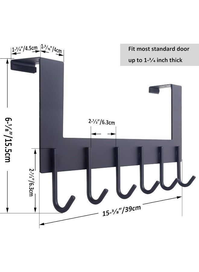 WEBI Over The Door Hooks Door Hanger,Over Door Towel Rack with 6 Hooks,Door Coat Hanger Over Door Coat Rack for Clothes,Black,2 Packs - Image 3