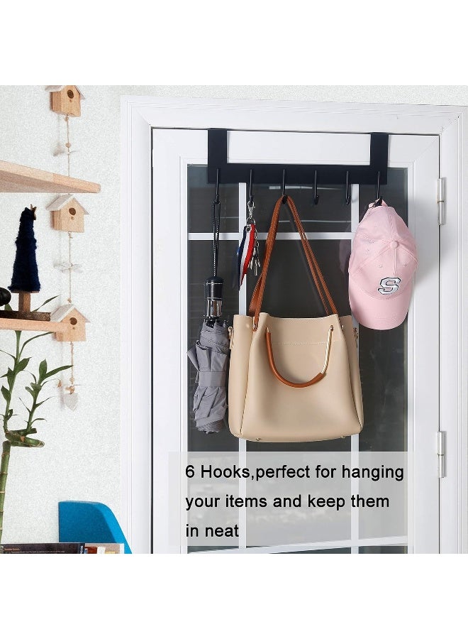 WEBI Over The Door Hooks Door Hanger,Over Door Towel Rack with 6 Hooks,Door Coat Hanger Over Door Coat Rack for Clothes,Black,2 Packs - Image 5