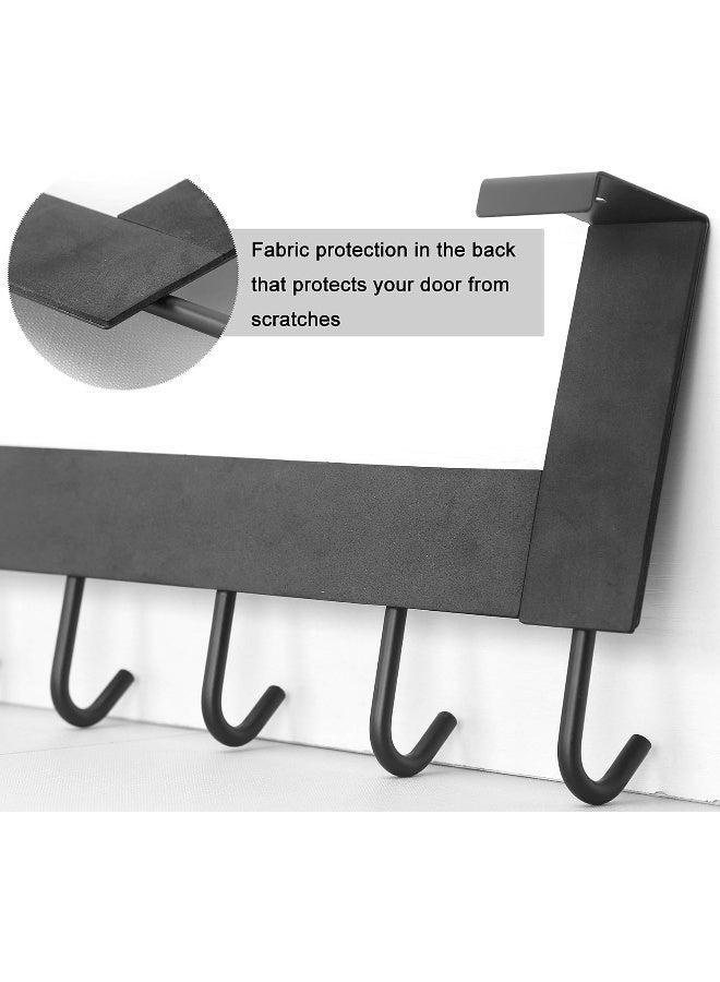 WEBI Over The Door Hooks Door Hanger,Over Door Towel Rack with 6 Hooks,Door Coat Hanger Over Door Coat Rack for Clothes,Black,2 Packs - Image 2