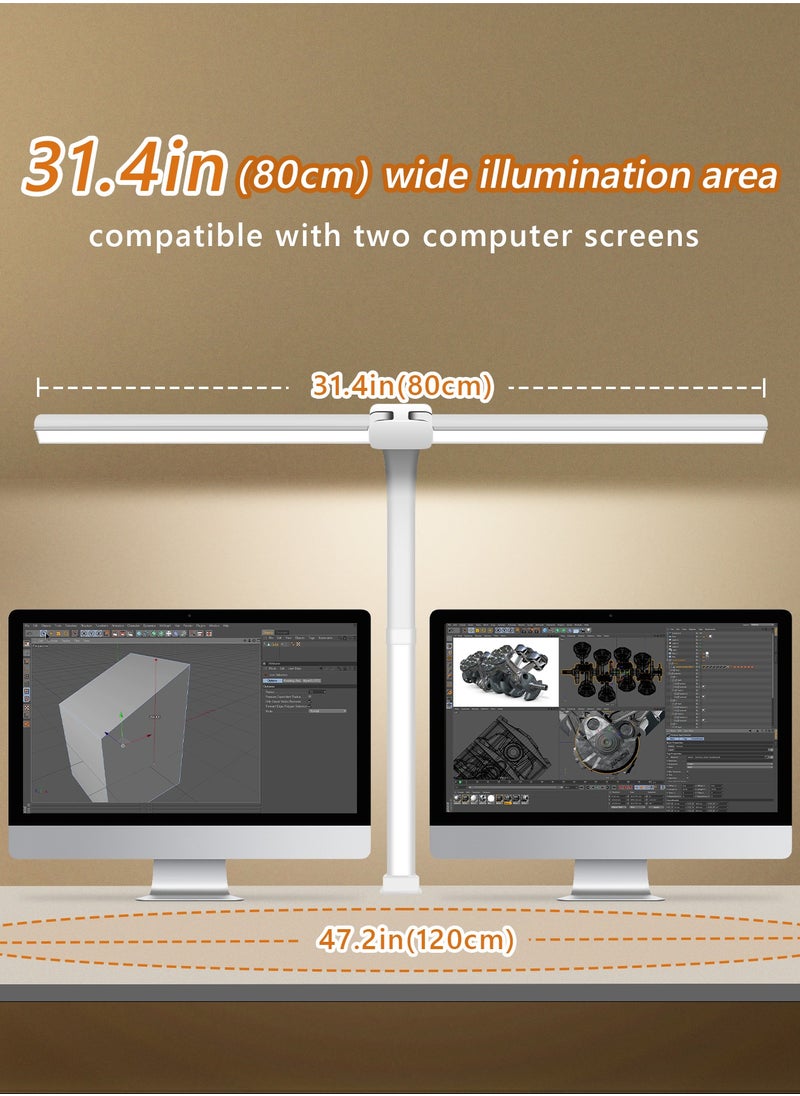 LOOPITYS LED Desk Lamp for Home Office, Double Head LED Desk Lamp with Clamp, Eye Protection Architect Table Lamps, 18W 80CM Brightest 5 Color Modes and Dimmable Workbench Office Light for Reading  - Image 3