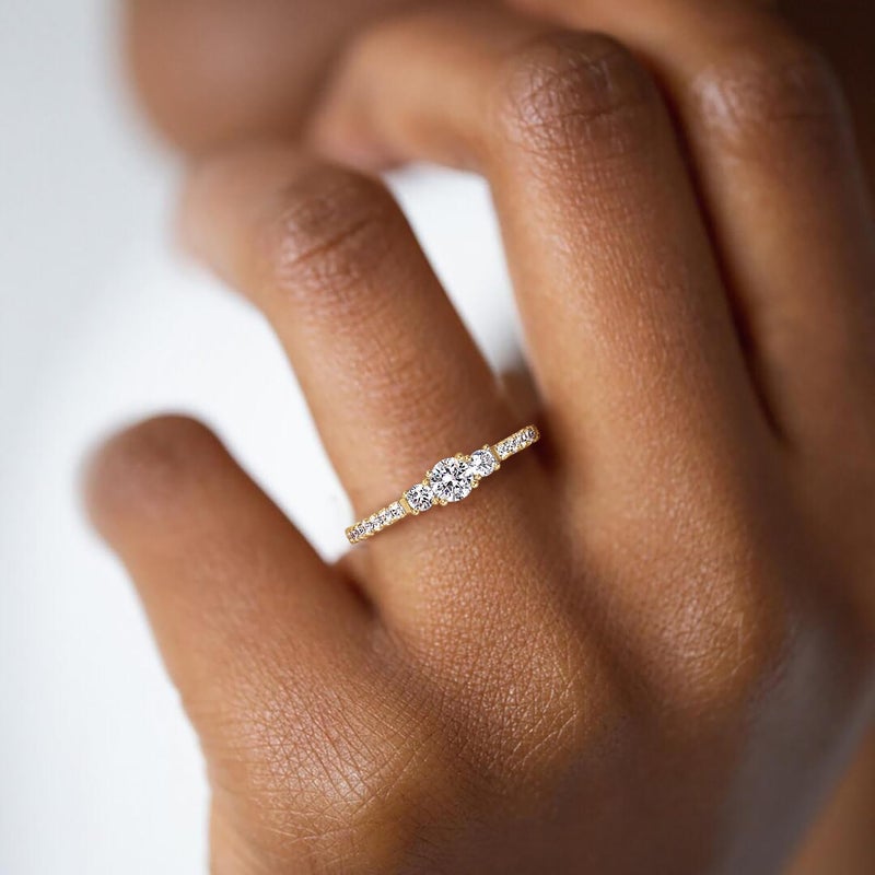 SHINYSO Wedding Band for Women Cubic Zirconia CZ Engagement Ring Anniversary and Promise Eternity Rings Size 4-10 (14K Gold Plated, Size 6) - Image 4