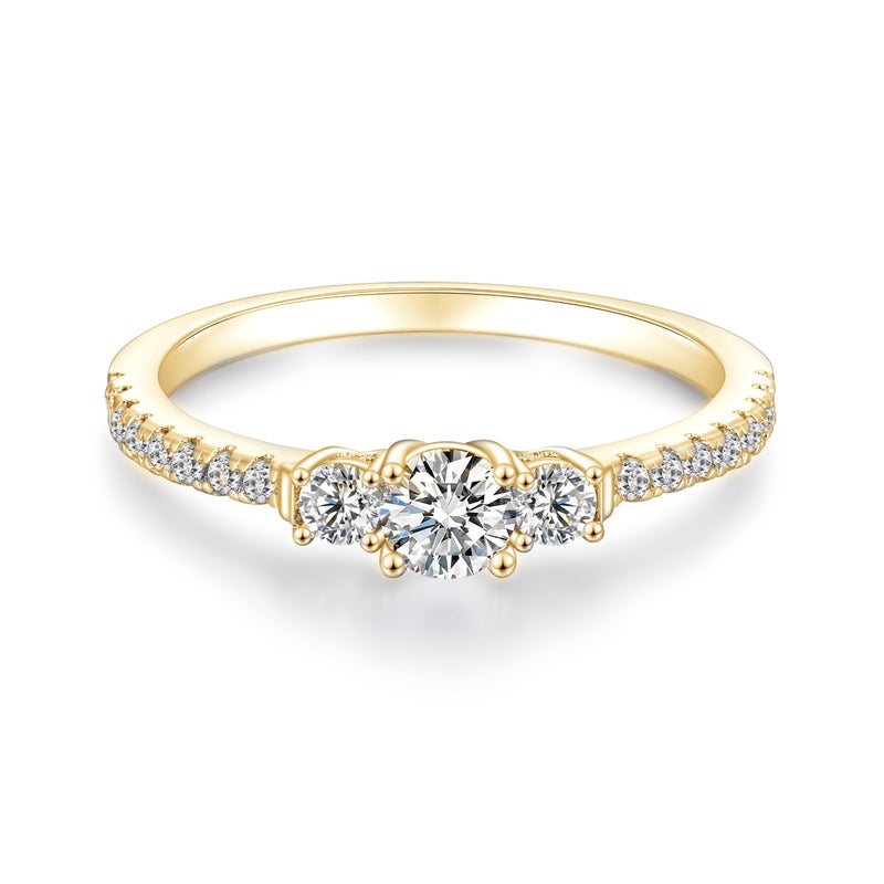SHINYSO Wedding Band for Women Cubic Zirconia CZ Engagement Ring Anniversary and Promise Eternity Rings Size 4-10 (14K Gold Plated, Size 6) - Image 1