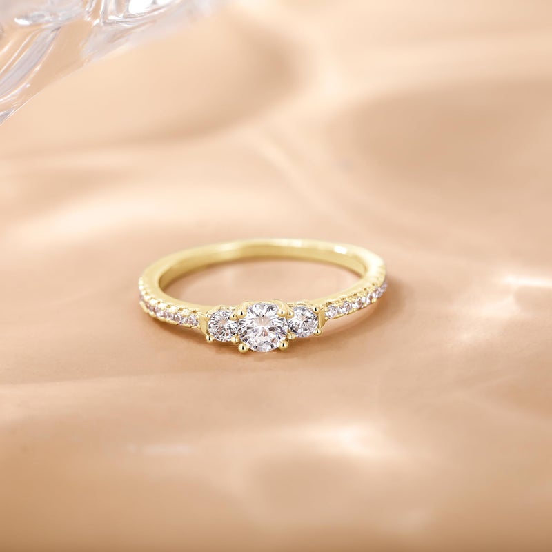 SHINYSO Wedding Band for Women Cubic Zirconia CZ Engagement Ring Anniversary and Promise Eternity Rings Size 4-10 (14K Gold Plated, Size 6) - Image 3