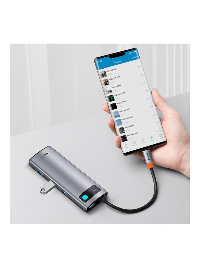 بيسوس موزع Baseus Metal Gleam Series مزود بـ 7 منافذ من النوع C إلى HDMI4K@60Hz*1+USB3.0*3+PD*1+SD/TF*1) - Image 3