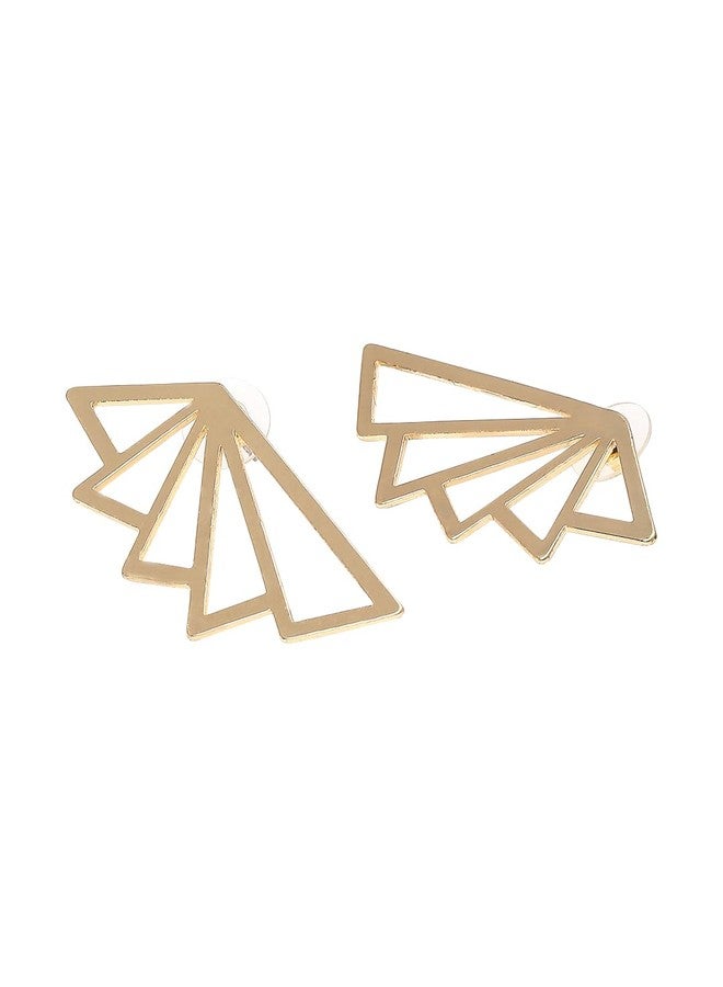 fabula Jewellery Combo of 2 Gold Geometric Drop & Hoop Earrings - Lightning Bolt & Wings Shape - Oversized/Large - For Women & Girls Stylish Latest (PAE1-PAE2_Z2) - Image 5