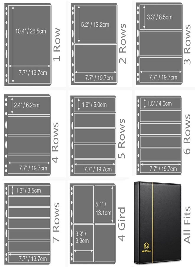 MUDOR Empty Premium PU Classic Binder, 4 Ring Binder Albums Stockbook for Stamps, Documents, Coins, Bank Notes(Black) - Image 4