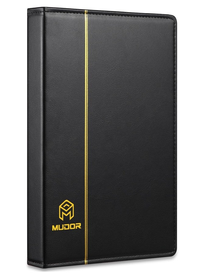 MUDOR Empty Premium PU Classic Binder, 4 Ring Binder Albums Stockbook for Stamps, Documents, Coins, Bank Notes(Black) - Image 1