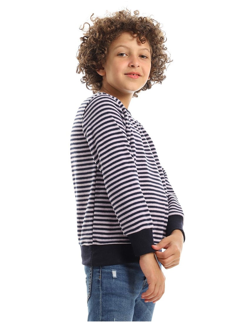 Caesar - Unisex Striped Round Sweatshirt - Image 1