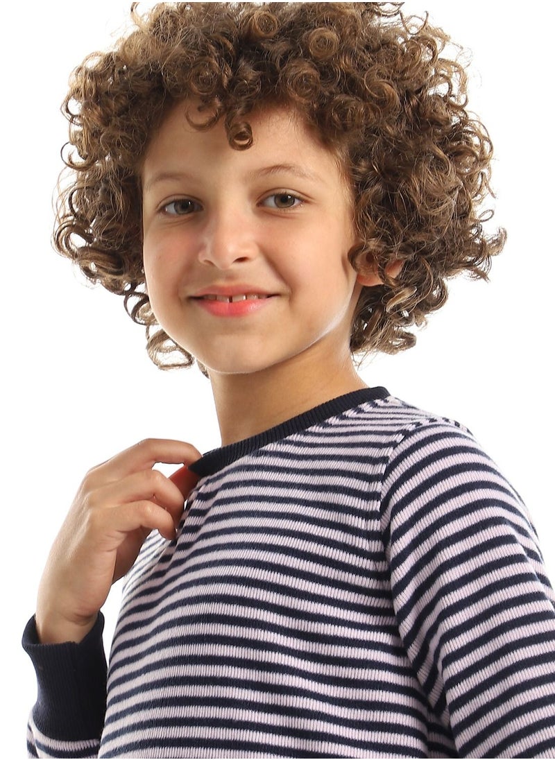 Caesar - Unisex Striped Round Sweatshirt - Image 1