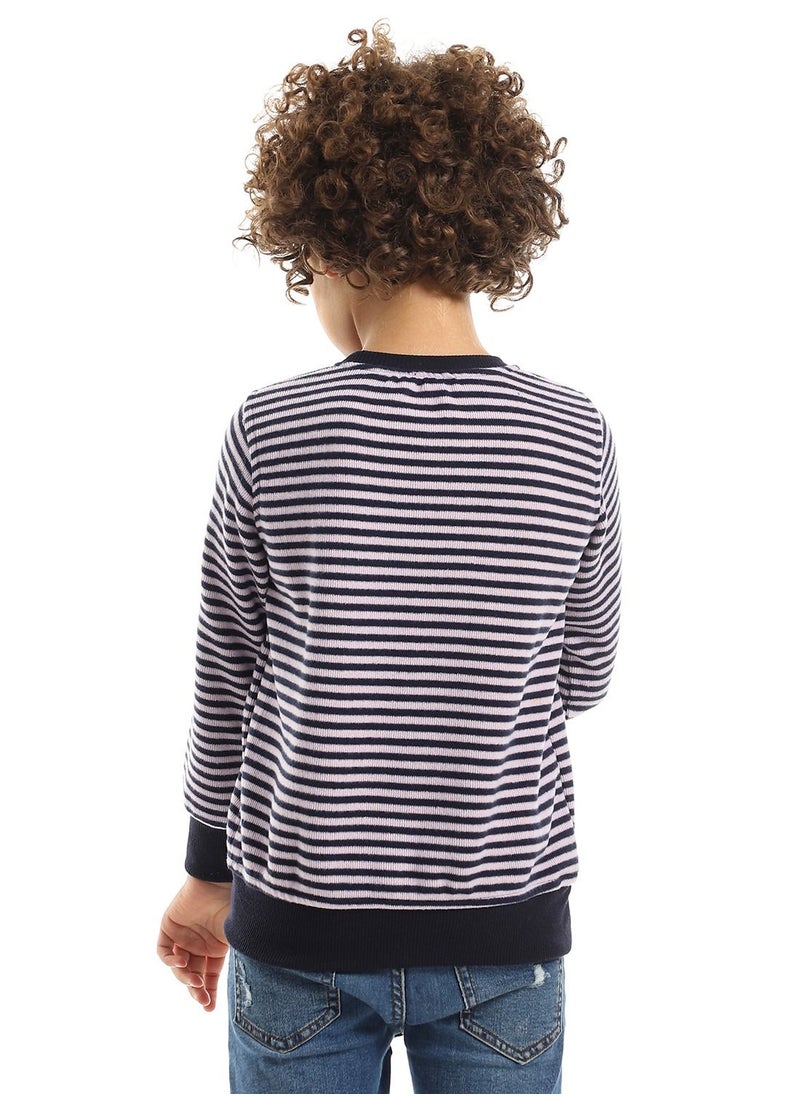 Caesar - Unisex Striped Round Sweatshirt - Image 1