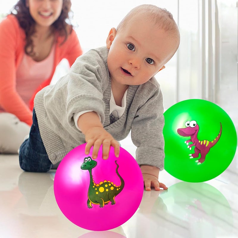 Hymaz كرات قفز مطاطية 9 إنش 5 قطع للأطفال الصغار، كرة قفز مطاطية قابلة للنفخ لألعاب الكرة للأطفال، كرات ديناصورات حسية ناعمة مع مضخة للألعاب الداخلية والخارجية، ملعب الشاطئ، الفناء الخلفي، بركة السباحة، ألعاب الصف. - Image 2