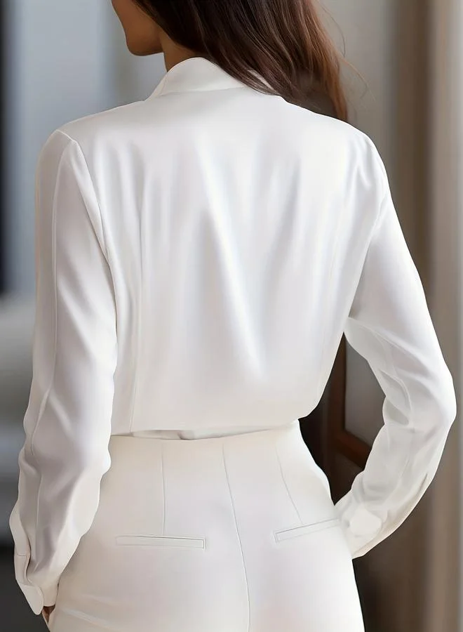 Take Two White Long Sleeve Buttoned Shirt