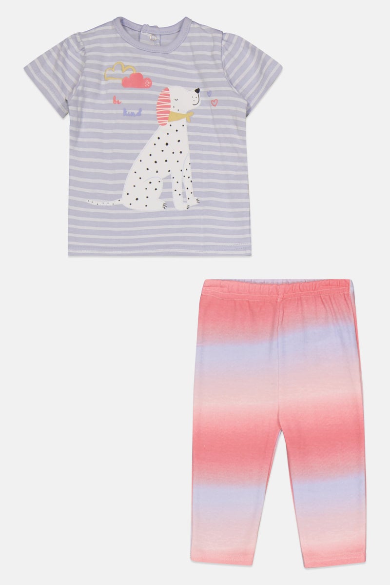Lily & Jack Toddlers Girl 2 Pieces Graphic Print T-Shirt And Pants, Light Blue  - Image 1