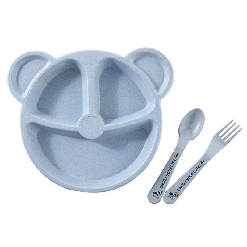 Children's Cartoon Bear Plate, Wheat Straw Dinnerware Set - Image 4