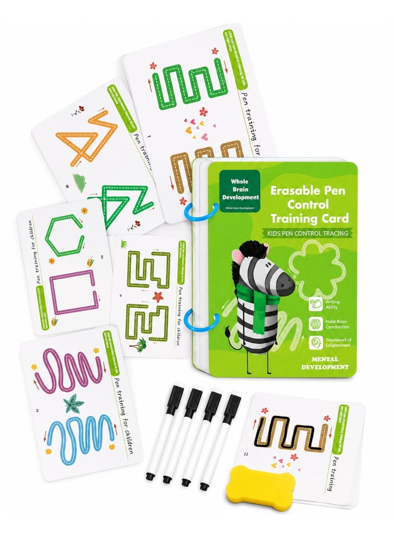 Capstro Kids Pen Control Tracing Workbook – Erasable Pen Control Training Cards for Early Writing, Hand Coordination Practice & Skill Development for Creative Learning - Image 1