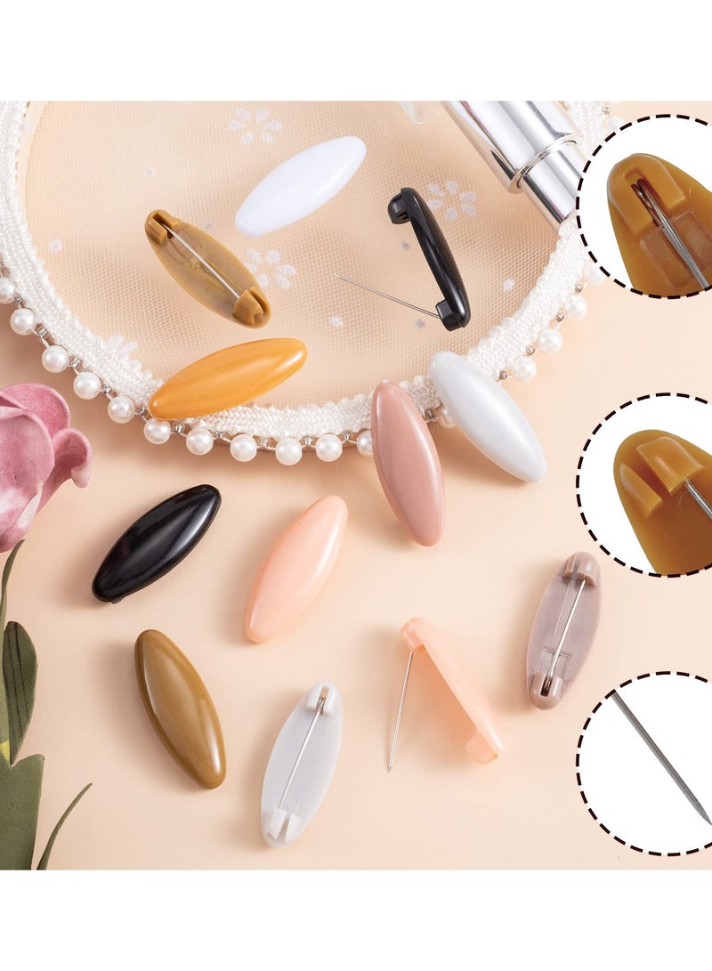 SOLARAE 16Pcs Hijab Pins, 2 Boxes Assorted Scarf Safety Pins, Brooch Pins Scarf Pins Clips Safety Locking Baby Cloth Nappy Pin for Women Muslim Scarf Clothing(Khaki+Black Grey Color) - Image 3