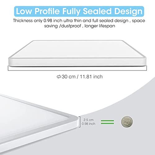 ELEPHANTBOAT ABS 24W LED Ceiling Light for Room Modern Minimalist Square 30 * 30cm Roof Light for Home Ceiling White Light Ceiling Light Flush Mounted Light (6500K) - Image 3