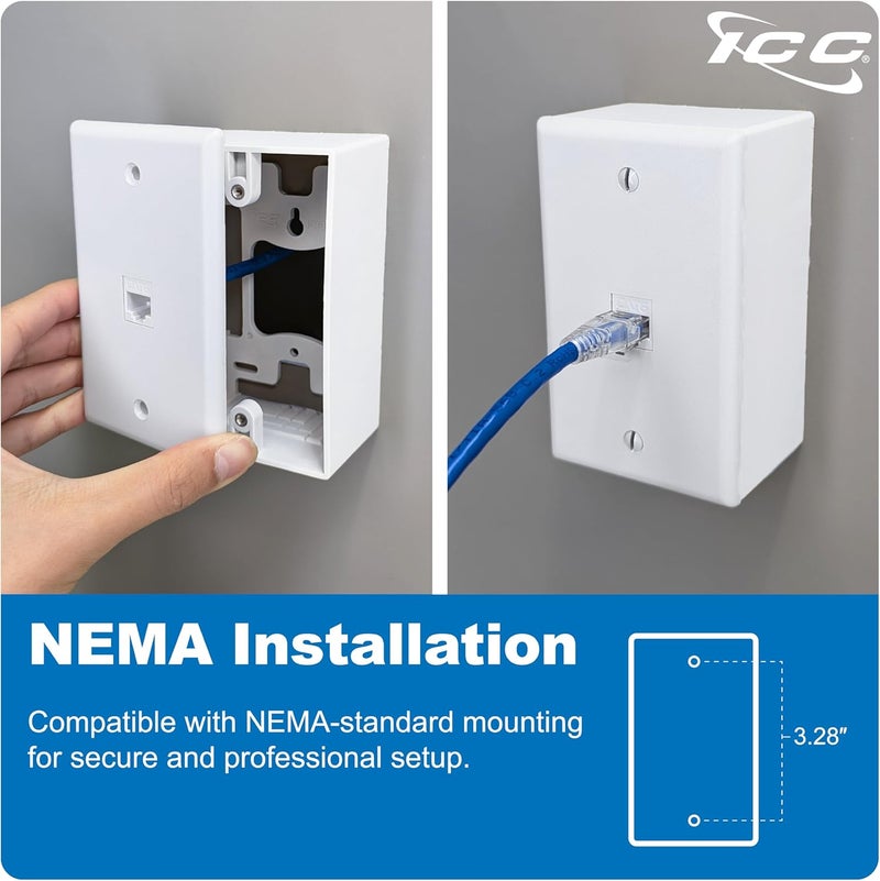 ICC 1-Port Keystone Wall Plate (1 Pack), UL Listed, Durable ABS Plastic, Single Gang Wall Plate for RJ45 Modular Jack and Inserts, White - Image 5