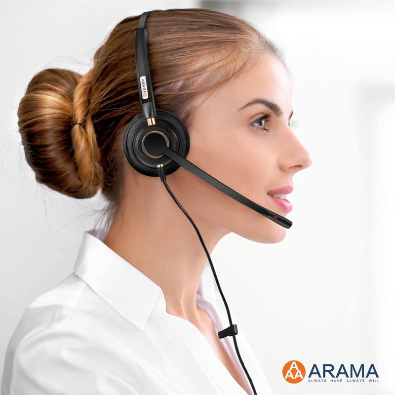 Arama USB Headset with Microphone for PC, Computer Laptop Headphones with Noise Cancelling Mic & Audio Controls for Home Office Business Skype UC Webinar Zoom - Image 2