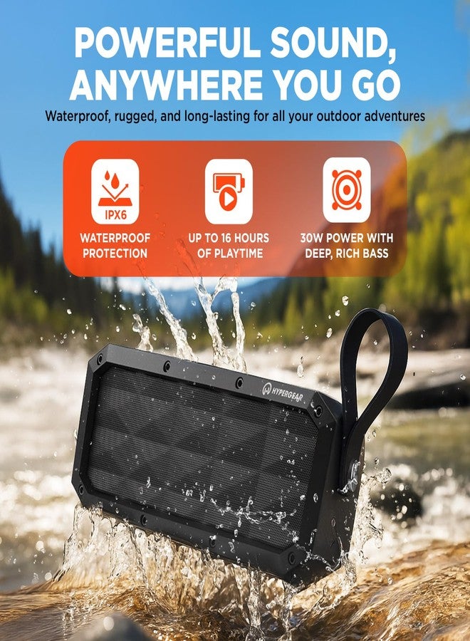 HyperGear Beast XL Rugged Portable IPX6 Waterproof Water Resistant Dustproof Outdoor Indoor Wireless Bluetooth Speakers with Built-In Microphone, Best Loud 30W Bass Stereo Sound for iPhone, Computer - Image 2