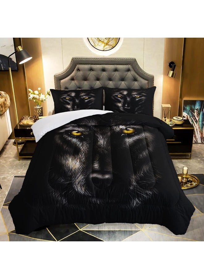 Generic AILONEN Wolf Comforter Set for Teens Boys Kids, Wolf Pattern Printed Bedding Set Twin Size, Superior Quilted Duvet Ultra Soft, 3 Piece 1 Comforter and 2 Pillowcases, Microfiber Fabric  - Image 1