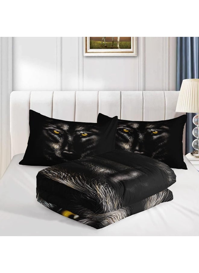 Generic AILONEN Wolf Comforter Set for Teens Boys Kids, Wolf Pattern Printed Bedding Set Twin Size, Superior Quilted Duvet Ultra Soft, 3 Piece 1 Comforter and 2 Pillowcases, Microfiber Fabric  - Image 3