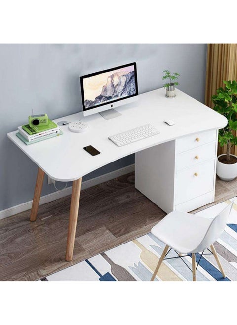 Modern Multi-Functional Home Desk for Computer, Gaming, Writing and Studying with Storage Drawers and Cabinet, White