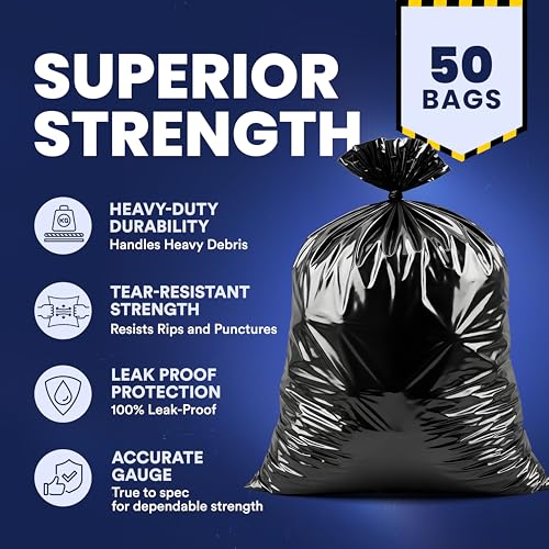 Plasticplace Contractor Trash Bags 42 Gallon │ 4.0 Mil │ Black Heavy Duty Garbage Bag │ 33” x 48” (50 Count) - Image 4