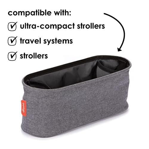 Diono Buggy Buddy Universal Stroller Organizer with Cup Holders, Secure Attachment, Zippered Pockets, Safe & Secure, Gray - Image 5