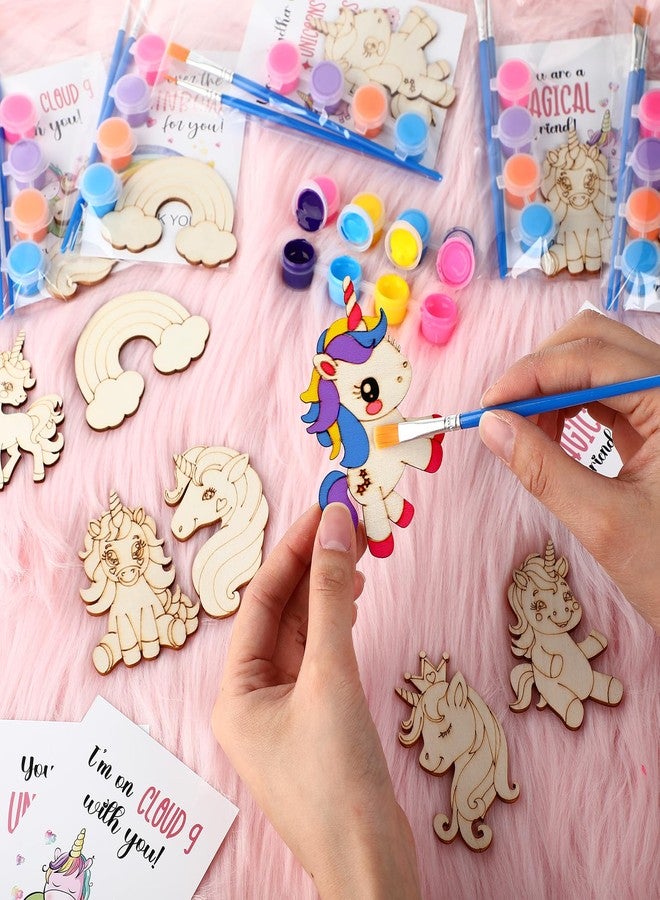Leinuosen 28 Sets Unicorn Party Favors Wood Painting Craft Kits with Art Supplies and Inspirational Cards Thank You for Coming Gifts for Summer Birthday Party Goodie Bag DIY Prizes - Image 5