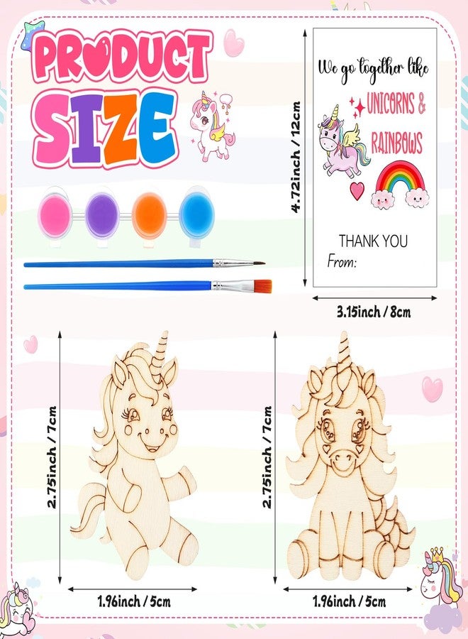 Leinuosen 28 Sets Unicorn Party Favors Wood Painting Craft Kits with Art Supplies and Inspirational Cards Thank You for Coming Gifts for Summer Birthday Party Goodie Bag DIY Prizes - Image 3
