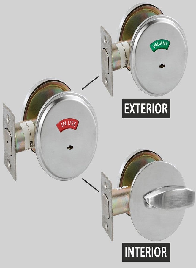 HISAFE in-Use/Vacant Commercial Deadbolt, Heavy Duty Satin Chrome Grade 2 Privacy Indicator Deadbolt for Bathroom/Office, UL3 Hour Fire Rated, Left&Right Handed, 2 3/4" Backset - Image 4
