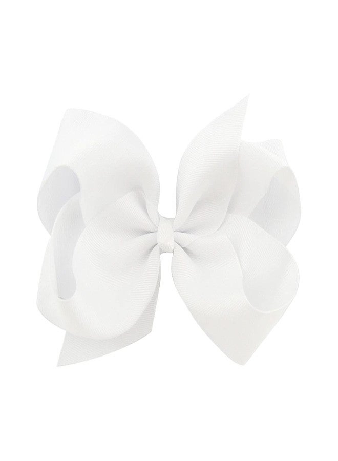 Jeffan 10 PCS Large 8" White Hair Bow Clips Grosgrain Ribbon Solid Color Hair Bow With Alligator Clips Hair Accessories for Teen Toddler Little Girls - Image 4