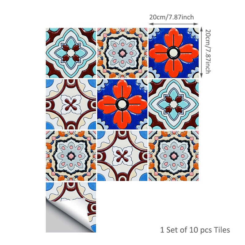 10 Pcs/Set Self Adhesive Tile Stickers Art Decals Removable Wall Sticker Kitchen Backsplash Bathroom Home Tidy Protection - Image 2