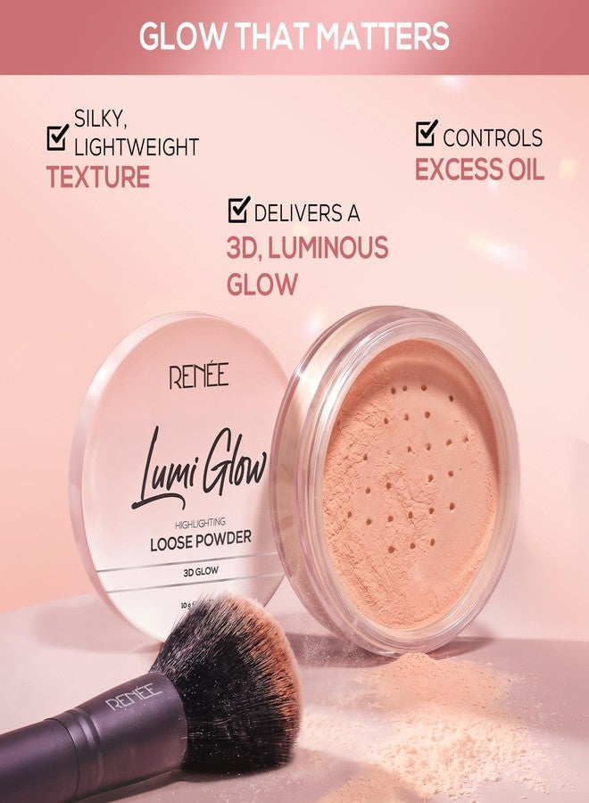 RENEE Lumi Glow Highlighting Loose Powder For Face With Luminous, 3D Glow - Classic Ivory | Sets Makeup, Controls Oil | Lightweight & Long-Lasting, For All Skin Types | 10g - Image 3