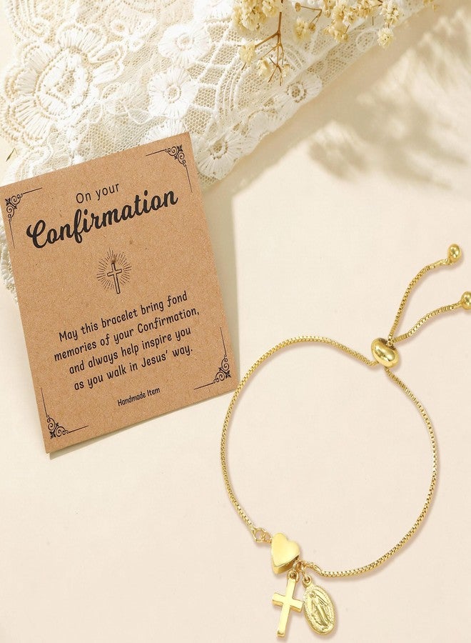 chorfla Baptism Gifts for Teens, Cute Small Cross Heart Bracelet Baptism Decorations Favors Christian Religious Easter Basket Stuffers Christening Gifts for Daughter Granddaughter Niece - Image 2