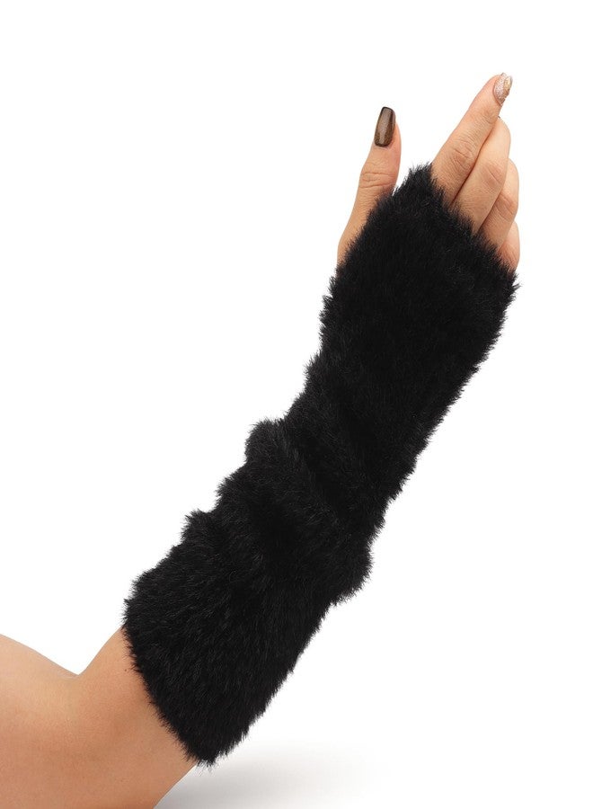 F Flammi Women Arm Warmers Mink-Like Velvet Fingerless Gloves Y2K Wrist Warmers - Image 4